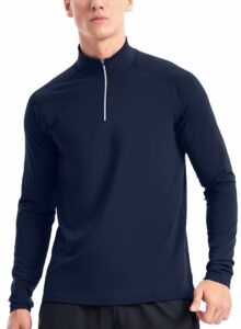 mens 1/4 zip pullover running moisture wicking(midnight navy,m)