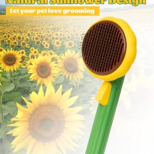 Awpland Cat Brush for Shedding, Sunflower Shape Self Cleaning Slicker Brush for Dogs Cats Puppy Rabbits, Cat Hair Brush for Removing Loose Hair, Fur, Undercoat, Mats, Tangled Hair, Knots