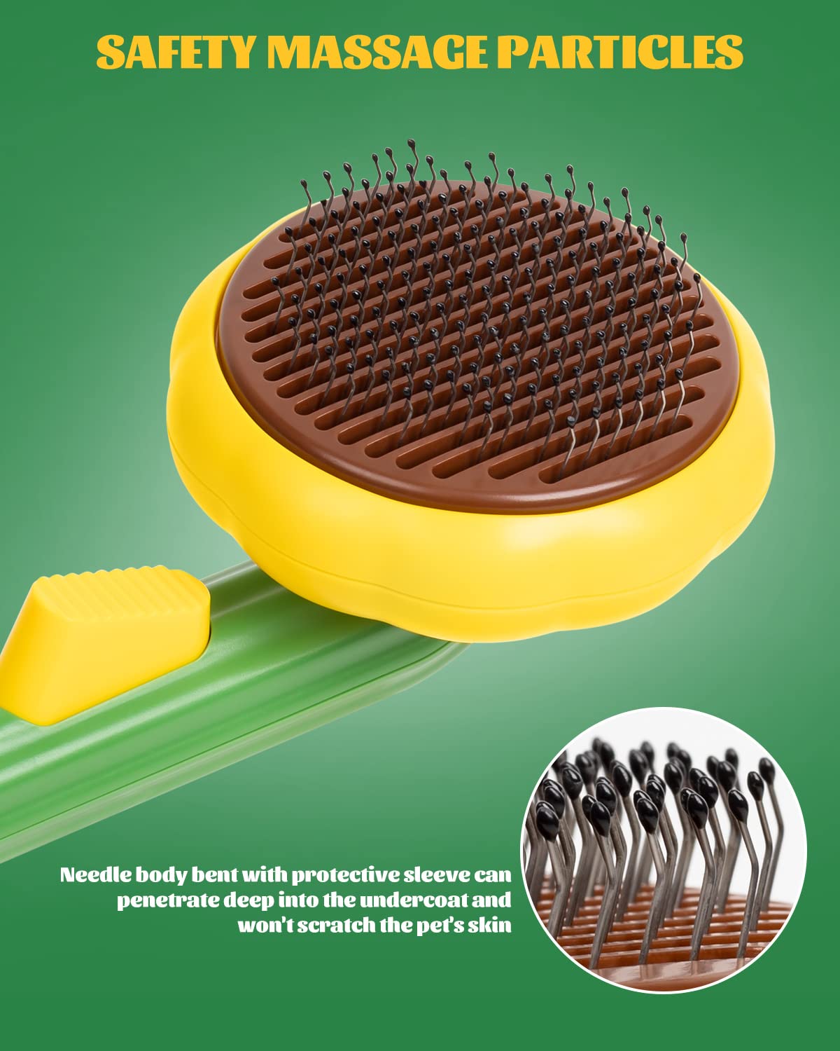 Awpland Cat Brush for Shedding, Sunflower Shape Self Cleaning Slicker Brush for Dogs Cats Puppy Rabbits, Cat Hair Brush for Removing Loose Hair, Fur, Undercoat, Mats, Tangled Hair, Knots