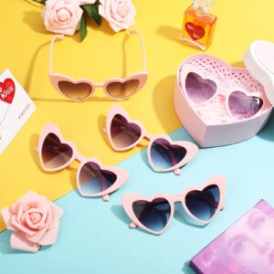 Flutesan 12 Pairs Bachelorette Sunglasses Heart Sunglasses Bulk Heart Shaped Sunglasses Bachelorette Party Supplies for Women(Pink)