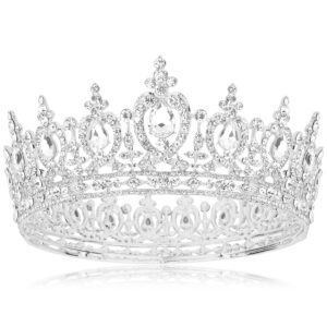 COCIDE Queen Crown for Women Crystal Tiara and Crown for Girl Rhinestones Hair Accessories for Wedding Bride Birthday Party Prom Bridal Bridesmaid (Silver)