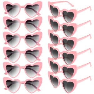 flutesan 12 pairs bachelorette sunglasses heart sunglasses bulk heart shaped sunglasses bachelorette party supplies for women(pink)