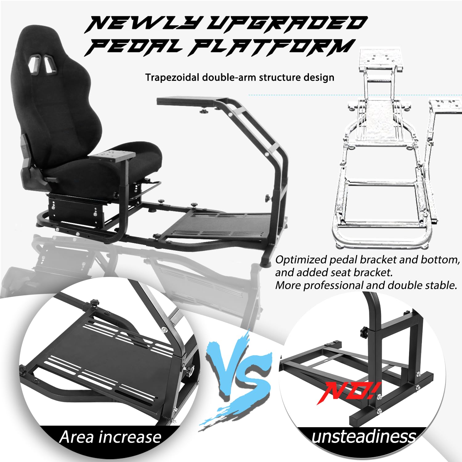 Anman Stand-up Racing Simulation Cockpit with Seat fit for Logitech/Thrustmaster/Fanatec G25,G29,G920,G923,T80,G PRO,T300RS,TMX,T248X,Sim Racing Cockpit Professional,NOT Included Wheel Shifter Pedal