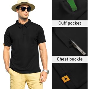 ZITY Mens Polo Shirt Short Sleeve Sports Tactical T-Shirt Athletic Golf Polos Daily Casual Stylish Collared Shirts for Men Black X-Large