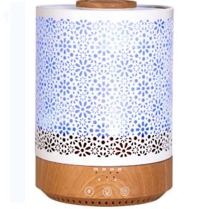 BlueHills 2500 ML Humidifier with Essential Oil Diffuser Combo Aroma Home Décor Design for Large Bed Bath Kids Baby Living Rooms Big Capacity LED Lights Scent Ultrasonic Cool Mist Wood Grain F006