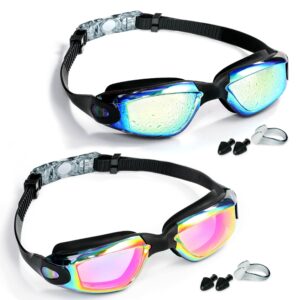 ewpjdk swim goggles - 2 pack swimming goggles anti fog no leaking for adult women men