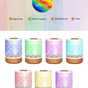 BlueHills 2500 ML Humidifier with Essential Oil Diffuser Combo Aroma Home Décor Design for Large Bed Bath Kids Baby Living Rooms Big Capacity LED Lights Scent Ultrasonic Cool Mist Wood Grain F006