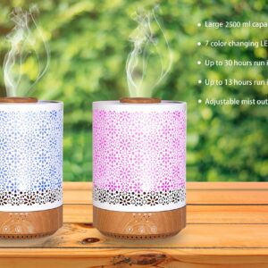 BlueHills 2500 ML Humidifier with Essential Oil Diffuser Combo Aroma Home Décor Design for Large Bed Bath Kids Baby Living Rooms Big Capacity LED Lights Scent Ultrasonic Cool Mist Wood Grain F006