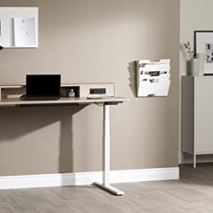 South Shore Majyta Adjustable Height Standing Desk with Built In Power Bar Soft Elm and Matte Black, Contemporary