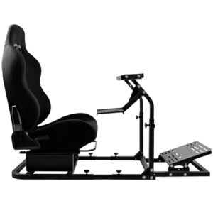 Anman G29 Universal Large Racing Simulator Cockpit with Black Seat Fit for Logitech G920 G923,Thrustmaster T80 T300RS TMX T150,Fanatec,Full Upgrade Steering Wheel Pedal Gear Shift Lever NO Steering wh