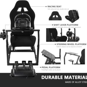 Anman G29 Universal Large Racing Simulator Cockpit with Black Seat Fit for Logitech G920 G923,Thrustmaster T80 T300RS TMX T150,Fanatec,Full Upgrade Steering Wheel Pedal Gear Shift Lever NO Steering wh