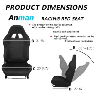 Anman G29 Universal Large Racing Simulator Cockpit with Black Seat Fit for Logitech G920 G923,Thrustmaster T80 T300RS TMX T150,Fanatec,Full Upgrade Steering Wheel Pedal Gear Shift Lever NO Steering wh