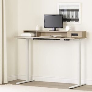 south shore majyta adjustable height standing desk with built in power bar soft elm and matte black, contemporary