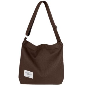 Tote Bag for Women Canvas Cute Tote Bag Aesthetic Hobo Bags for Women for Work Travel Easy to Fold (Brown)