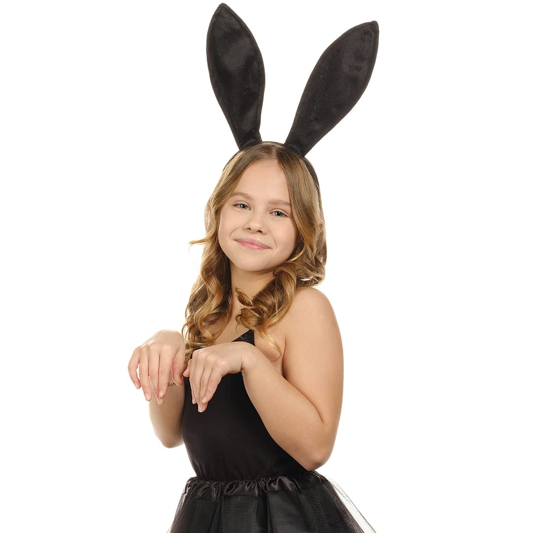 Funcredible Black Bunny Ears - Bunny Ears Headbands - Bendable Bunny Ears - Bunny Rabbit Cosplay Costume Accessories for Kids and Adult