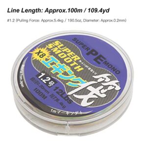 Fishing Line, High Strength PE Fishing Wire Strong Water Cutting Standard Line Diameter Long Service Life Soft for Fishing(1.2)