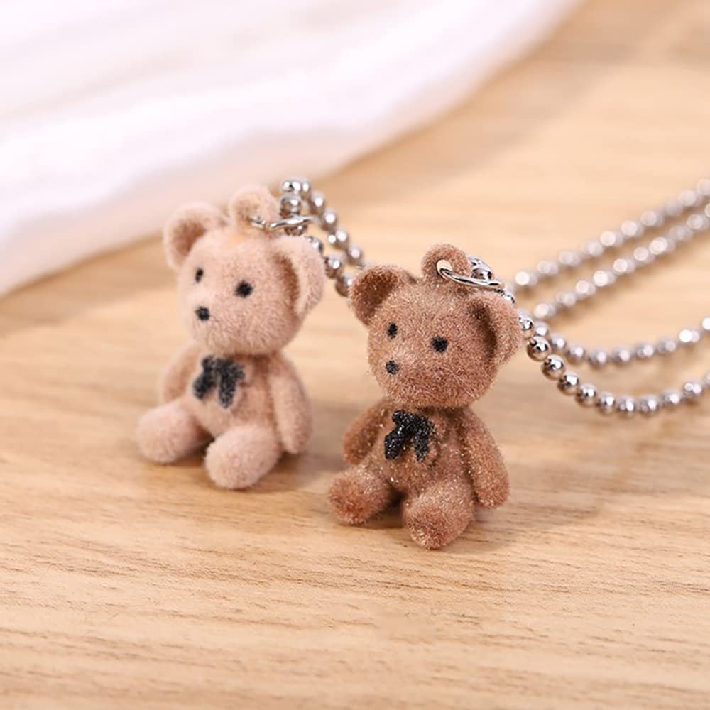 ANZWTLOYY Y2k Bear Necklace Cute Plush Teddy Necklaces BFF Friendship Matching Couple Necklaces set Valentine's Day Gifts 2PCS