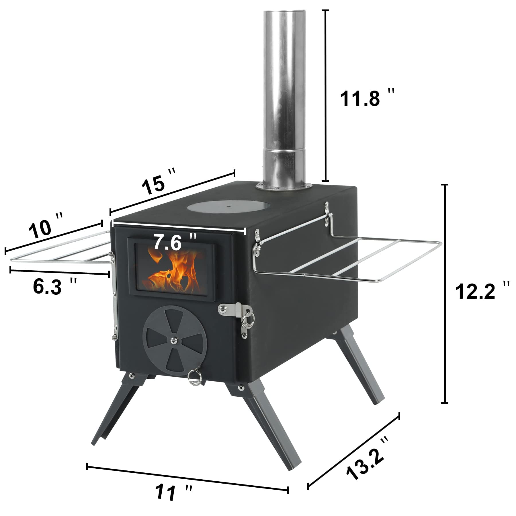 YUMEBUY Outdoor Camping Stove Camp Tent Stove, Portable Wood Burning Stove with Chimney Pipe for Tent, Shelter, Camping Heating and Cooking