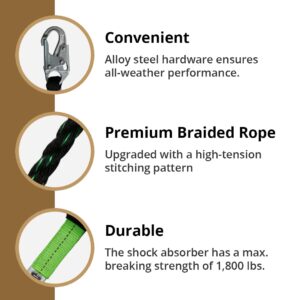 AFP 25 FT Vertical Lifeline Assembly w/Rope Grab Snap Hooks & Shock Absorber, ANSI & OSHA Rated Fall Protection Roofing Safety Equipment