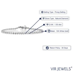 Vir Jewels 1.50 cttw Certified SI2-I1 IGI Diamond Bracelet 10K White Gold S-Link 7 Inch