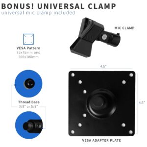 VIVO Universal Steel Microphone VESA Adapter Kit, Tabletop Mic Mounting Bracket with VESA 75x75mm and 100x100mm, Black, MOUNT-V00MIC