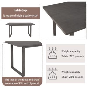 Quarte Wood Dining Table Set, Rrectangle Table and 4 Chairs with Bench, Kitchen Family Furniture Set of 6, Rustic Style