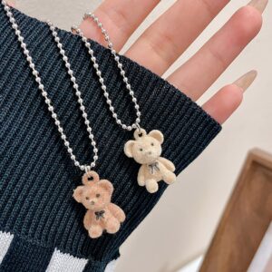 ANZWTLOYY Y2k Bear Necklace Cute Plush Teddy Necklaces BFF Friendship Matching Couple Necklaces set Valentine's Day Gifts 2PCS