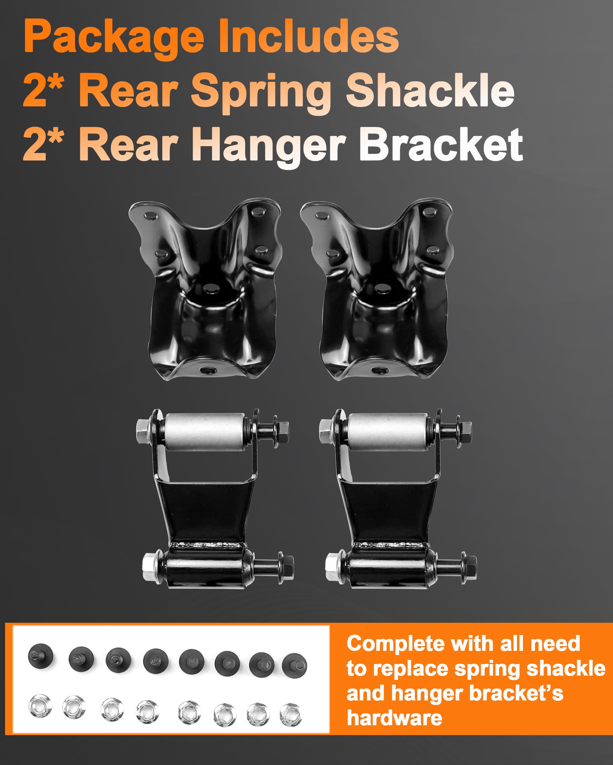 USTAR Rear Leaf Spring Shackle Hanger Bracket Kit Fit for Ford Ranger 1986-2011, Mazda B2300/B3000/B4000 1994-2010, Mazda B2500 1998-2001 722-001 722-010 (4Pc Pack)