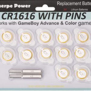 Enerpe CR1616 with Solder Pins 3V Replacement Batteries for Pokemon Games 12-pack