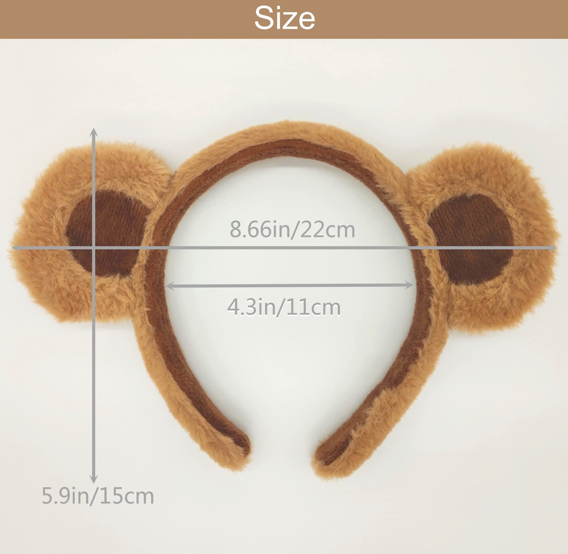 Beviliu Brown Bear Ears Headband Cute Headband Animal Headband Head Wear for Party Cosplay Makeup Washing Face Costume Christmas