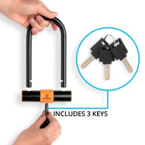 Outdoorzio Bike Lock with Cable - U Bike Lock Heavy Duty Anti Theft - Weather-Resistant, Pick-Resistant - 3 Keys Bicycle Lock with U Lock Mount - Scooter Lock, Ebike Lock - Fits Most Bikes