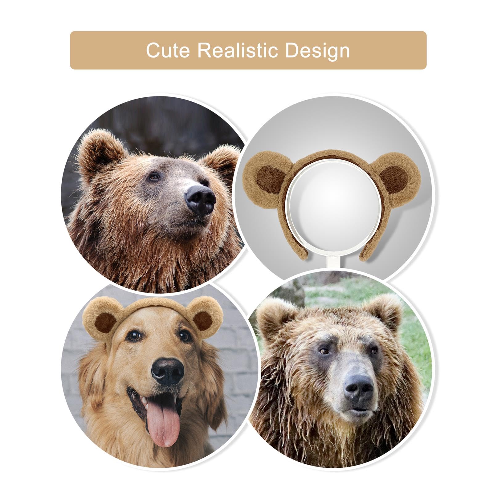 Beviliu Brown Bear Ears Headband Cute Headband Animal Headband Head Wear for Party Cosplay Makeup Washing Face Costume Christmas