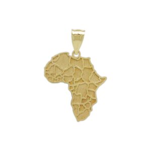 Gold Africa Charm Pendant - 10 Karat Gold - Africa Continent Jewelry (Style 1)