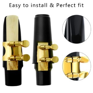 31 Pieces Alto Saxophone Mouthpiece Kit Includes Saxophone Mouthpiece with Metal Ligature,Saxophone 2.5 Reeds Cushions and Plastic Cap