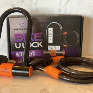 Outdoorzio Bike Lock with Cable - U Bike Lock Heavy Duty Anti Theft - Weather-Resistant, Pick-Resistant - 3 Keys Bicycle Lock with U Lock Mount - Scooter Lock, Ebike Lock - Fits Most Bikes