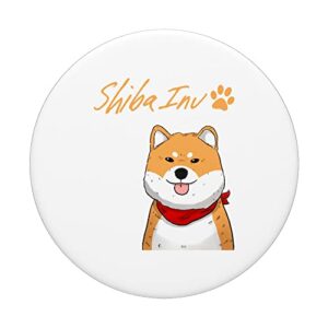 Funny Shiba Inu Uni Dog Red Scarf Paw Cheeky Japan Cute PopSockets Swappable PopGrip