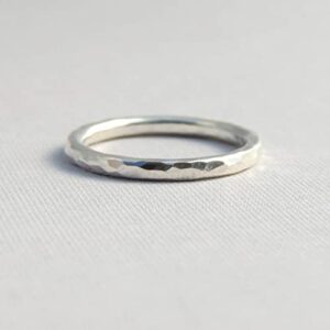 Handmade 925 Sterling Silver Hammered Band Simple Sterling Silver Stackable Ring, simple midi ring, (4)