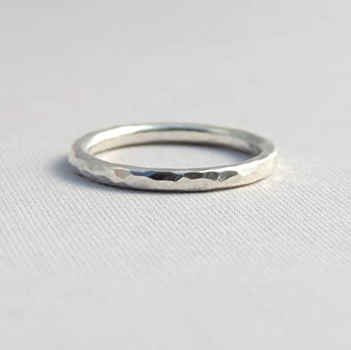 Handmade 925 Sterling Silver Hammered Band Simple Sterling Silver Stackable Ring, simple midi ring, (4)