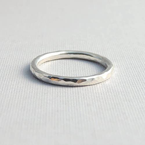 Handmade 925 Sterling Silver Hammered Band Simple Sterling Silver Stackable Ring, simple midi ring, (4)