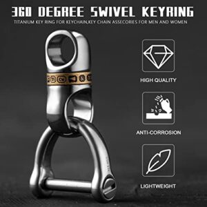 TISUR Titanium Key Ring for Keychain,Carabiner Key Chain Rings Connector with Detachable Keyring,Key Chain Assecories (1PC Titanium Copper Swivel +1PC SUS D-ring)