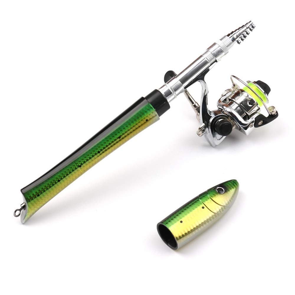 Fishing Rods Portable Pocket Fishing Rod Fish-Shaped Portable Fishing Rod Set Telescopic Fishing Rod with Rotating Kit Fishing Gear (Color : 1.4m)