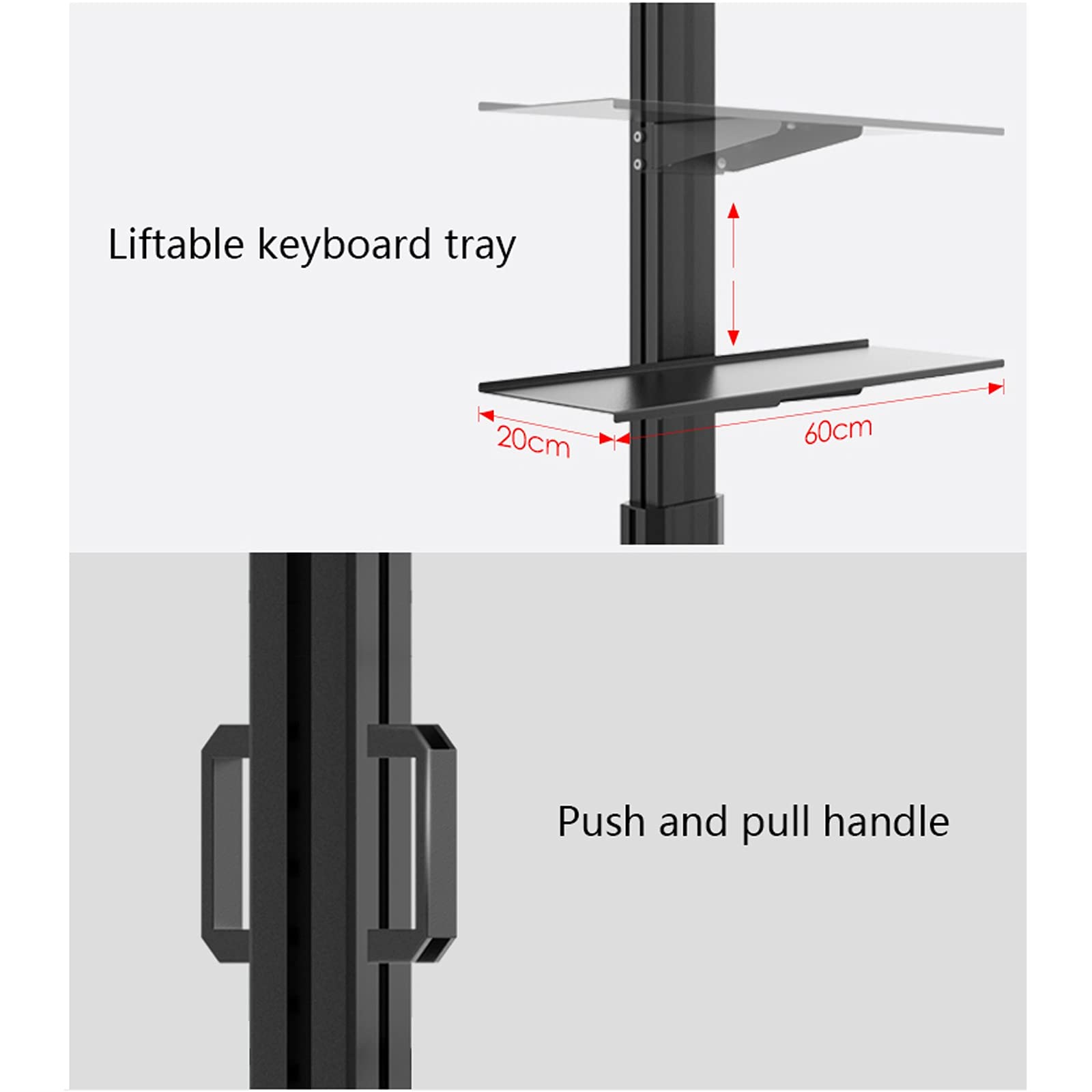 XIANGGUI 1983 Monitor Arms Single Monitor Mobile Cart 17"-32" Floor-Standing Monitor Stand LCD TV Stand Height-Adjustable Monitor Mount Stand with Keyboard and Host Bracket with Swivel, Tilt