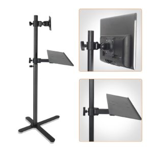 Monitor Arms Floor-standing Monitor Stand 12"-27" Movable Single Monitor Stand Mount Height-adjustable Monitor Stand with Keyboard Bracket, Holds Up to 44lbs with Swivel, Tilt ( Style : B )