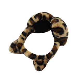 Caviotess Women's Leopard Faux Fur Ear Muffs Fluffy Winter Warm Ear Warmer with Cute Cat Ears