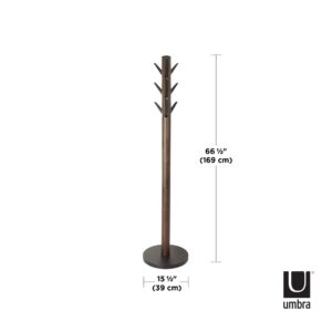 Umbra Flapper Coat Rack, Clothing Hanger, Umbrella Holder, and Hat Organizer, Great for Entryway, Black/Walnut (320361-048)