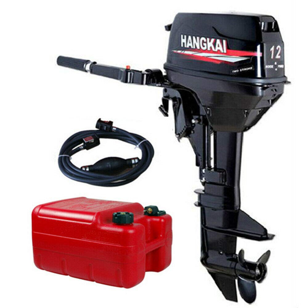 BJTDLLX Short Shaft Outboard Motor, 2 Stroke 12 HP Outboard Boat Motor, 169CC Heavy Duty Fishing Boat Engine Marine Engine Tiller Control Motor with Water Cooling & CDI Ignition System