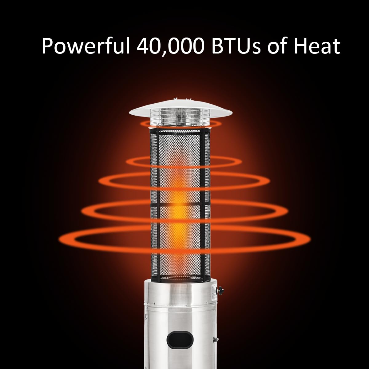 COSTWAY Outdoor Propane Patio Heater, 40,000 BTU Propane Heater with Dancing Flame, Portable Wheels, Stainless Steel Pyramid Floor-Standing Outdoor Heater for Balcony Backyard Garden, Silver