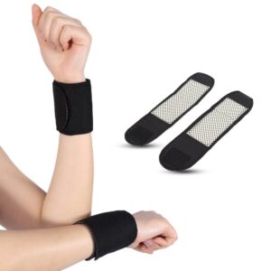 Tourmaline Wrist Support Brace, 1 Pair Tourmaline Magnetic Massage Therapy Self-Heating Wrist Brace Support Protector, Arthritis Joint Pain Relief Injury Recovery