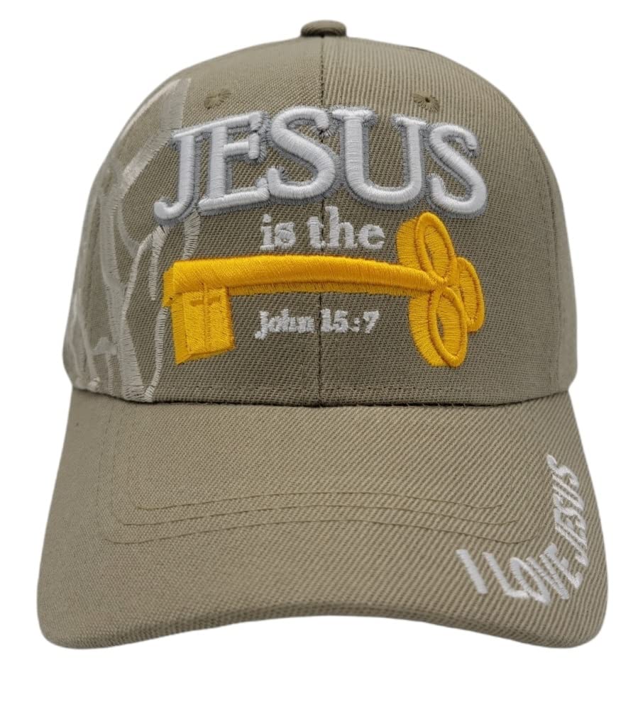 Altis Apparel Jesus - Christian Religious Baseball Cap - Adult Hat (Jesus Key Khaki)