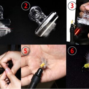 WellieSTR 20PCS (63mm) Clear Fly Tying CDC Feather Clips Dubbing Clip Hackle Holding Tools Fly Fishing Accessories